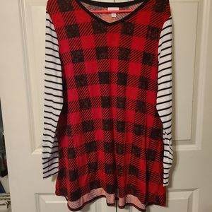 Buffalo Plaid and Striped Lularoe Elizabeth Sz M
